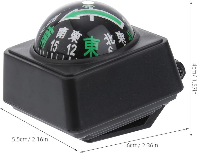 HIAKDOFT بوصلة لوحة القيادة للسيارة كرة دليل الاتجاه اكسسوارات السيارات للشاحنة القارب التخييم أسود - Image 2